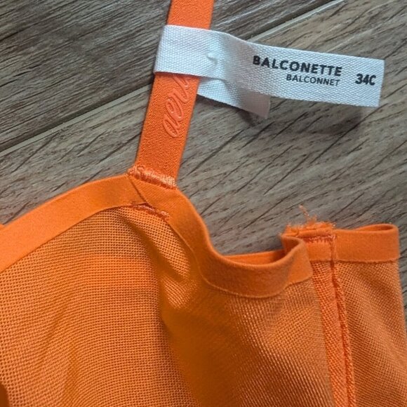 NWT Aerie | SMOOTHEZ Mesh Unlined Bra In Orange (34C) - Picture 3 of 8